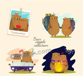 可爱情人节情侣熊矢量素材